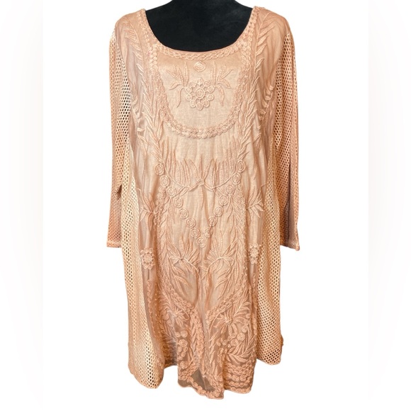 Indigo Thread Tops - Indigo Thread Co. Elegant Pink Lace Tunic Dress